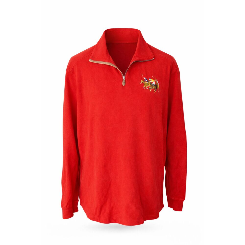 Vtg 1/4 Zip Pullover Men's Polo Ralph Lauren Men’s Large Horse Logo Red XL